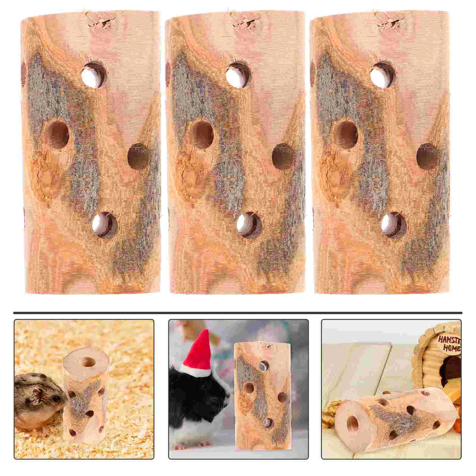 

3 Pcs Pet Chew Stick Parrot Toys Bunny Hamster Wood Guinea Chewing Playthings Comforting Biting Wooden Natural