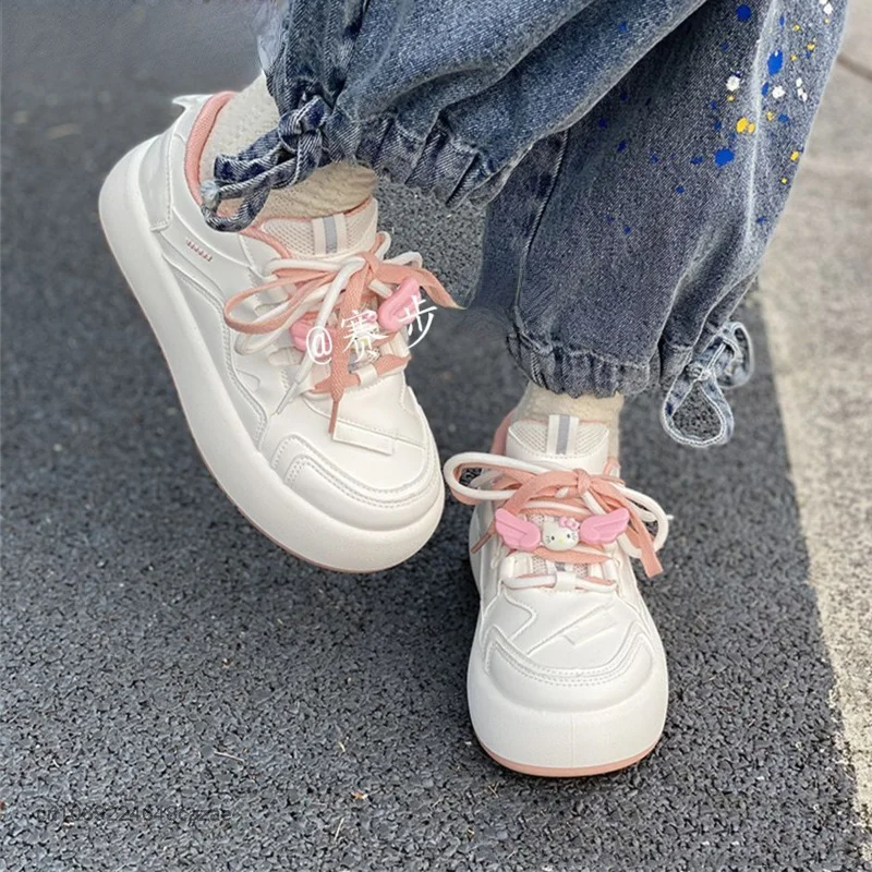 Sanrio Hello Kitty Small White Shoes Y2k Korean College Style High Street Sneakers Student Fashion Versatile Shoes For Women