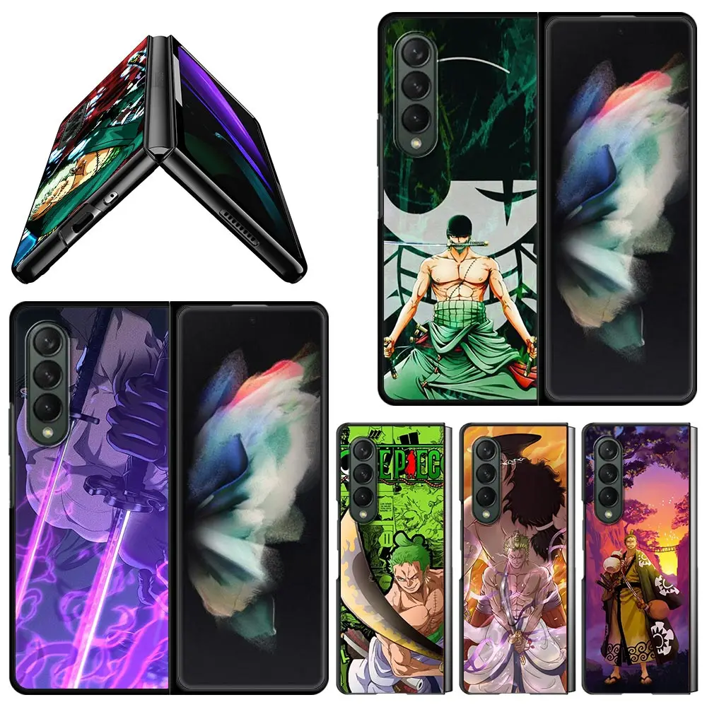

Phone Case For Samsung Galaxy Z Fold3 5G Smartphone Cover for Galaxy Z Fold 3 ZFold3 Black Hard Coque One Piece Swordsman Zoro