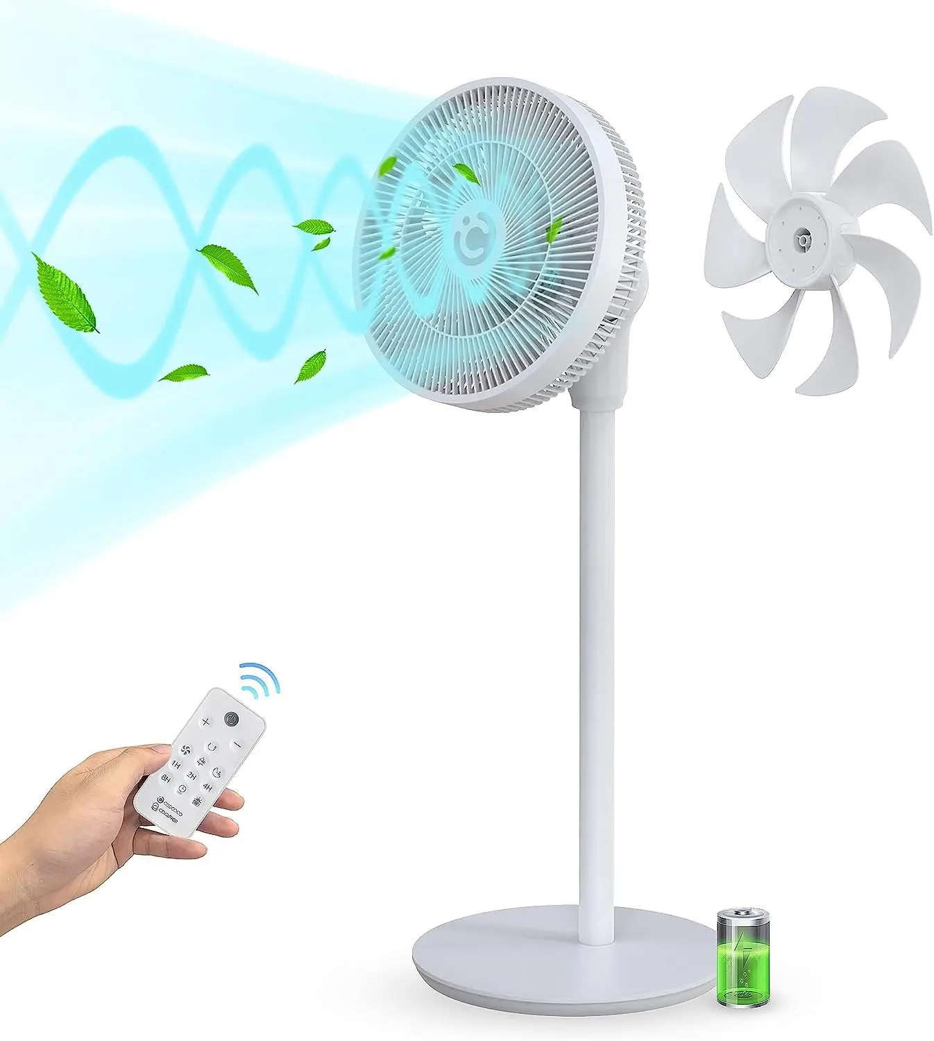 

Cordless Standing Fan, DC Motor Powerful & 24dB Quiet, 15000mAh Battery Pedestal Oscillating Fan with Remote, 15 Speeds &am