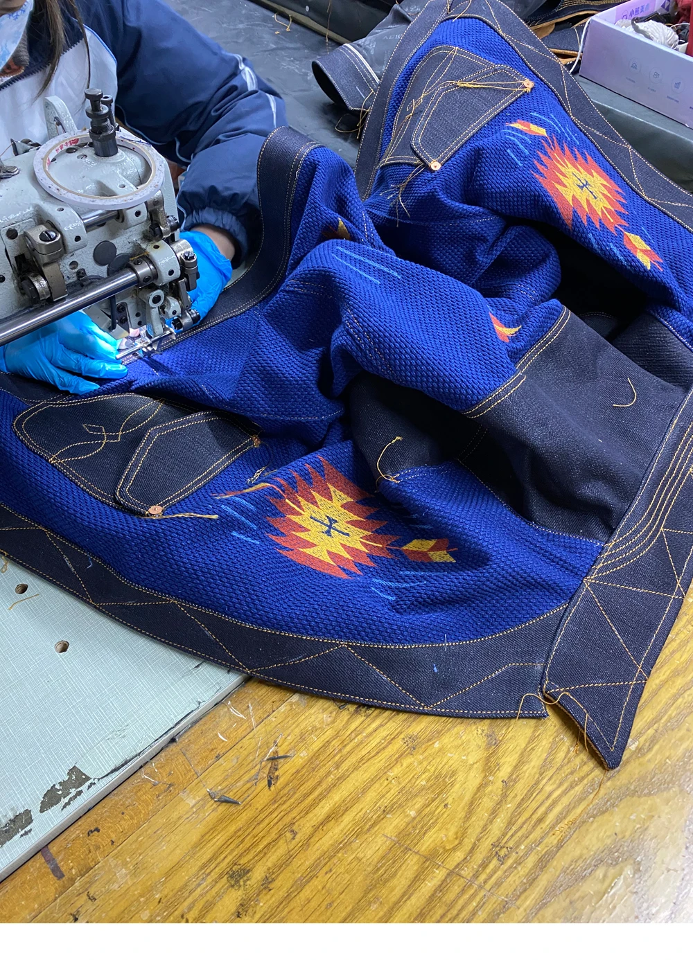 S017 Cidu Азиатский размер Индиго вышивка винтажный высококачественный супер