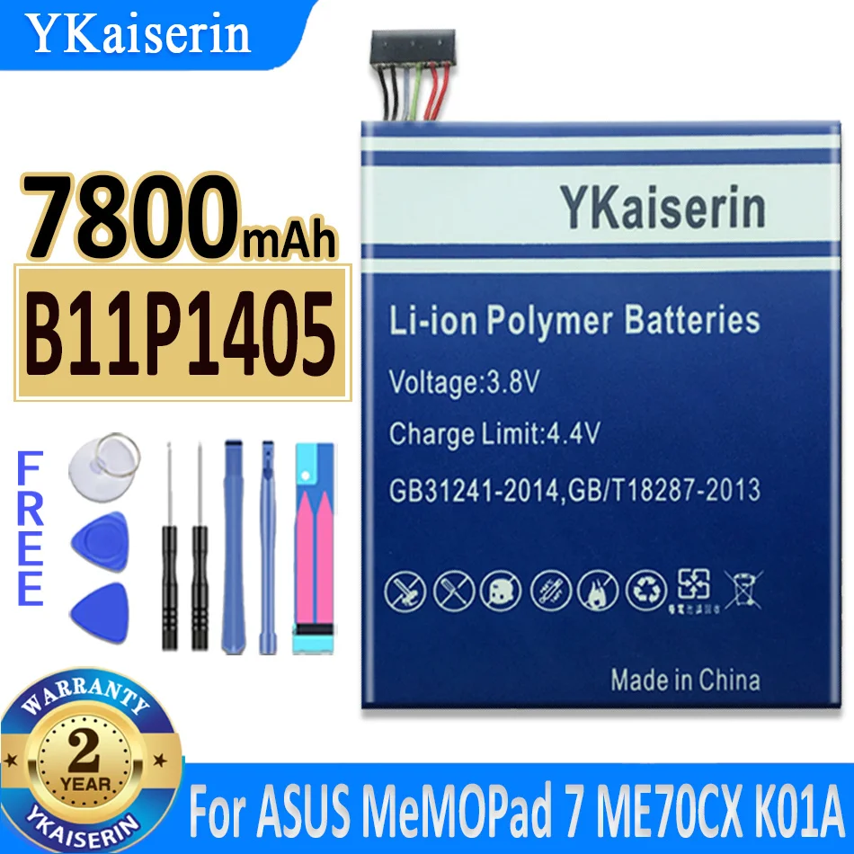 

For ASUS Phone Battery B11P1405 For ASUS MeMO Pad 7 Pad7 ME70CX K01A 7800mAh High Capacity Mobile Phone Battery + Free Tools