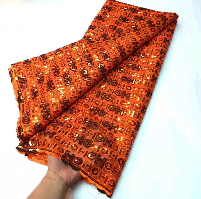Африканская сетчатая кружевная ткань с блестками нигерийская французская