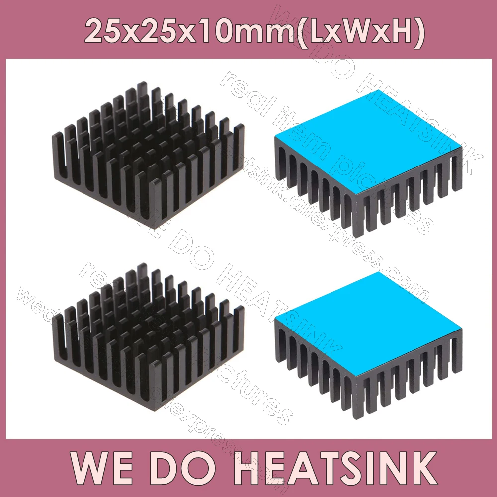 

WE DO HEATSINK 25x25x10mm Without or With Thermal Pad Black Anodized Cooler Heatsink For IC Packages,BGA,PGA,QFP,LCC