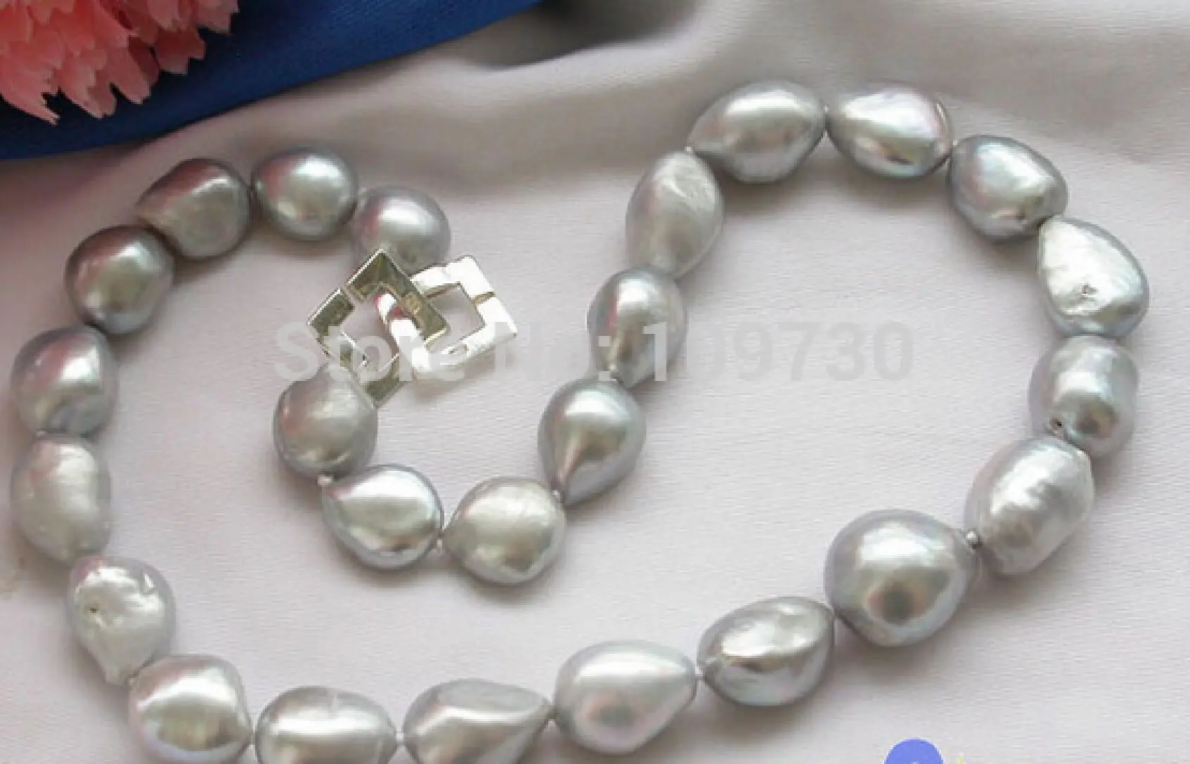 

Jewelry Huge 45cm 10-11mm gray baroque freshwater pearl necklace 925 silver