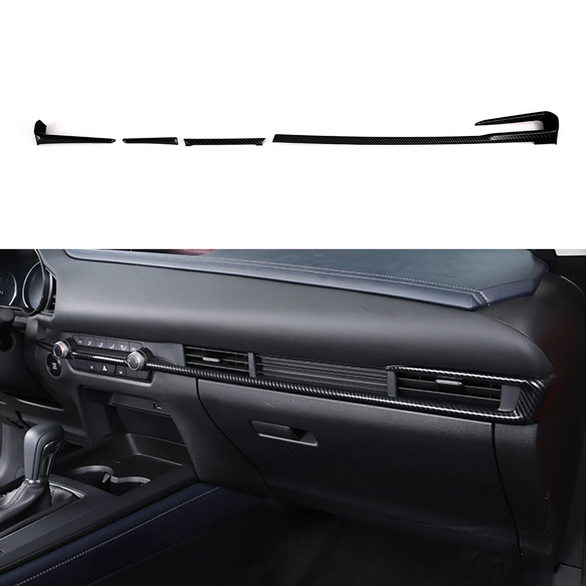 

High Quality ABS Carbon Fibre Interior Dashboard Trims Strips Molding For Mazda 3 (BP) Sedan Hatchback 2019 2020 2021 2022