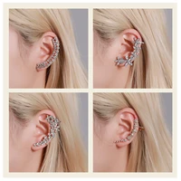 1pc metal butterfly crystal ear clip for women without piercing female large diamond ear cuff clip flower earring luxury jewelry