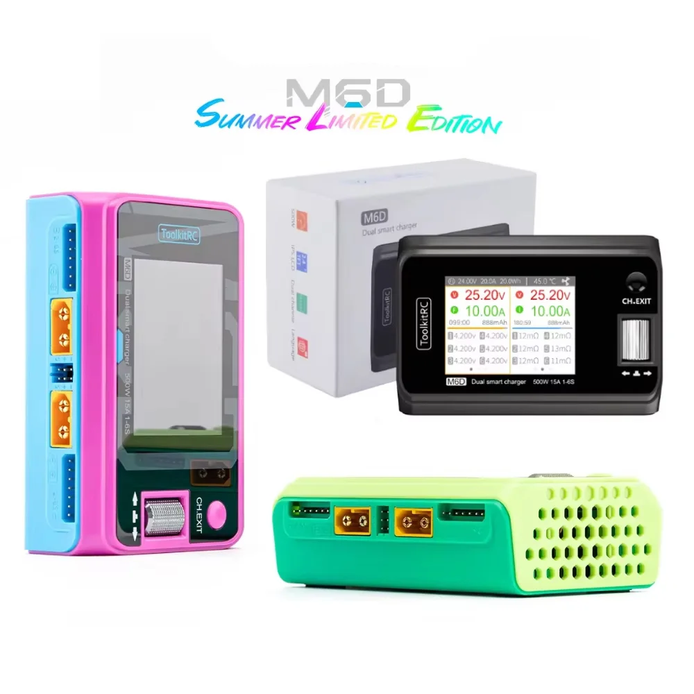 ToolkitRC M6D 500W 15A DC Двухканальное мини-умное зарядное устройство Разрядник для 1-6S Lipo