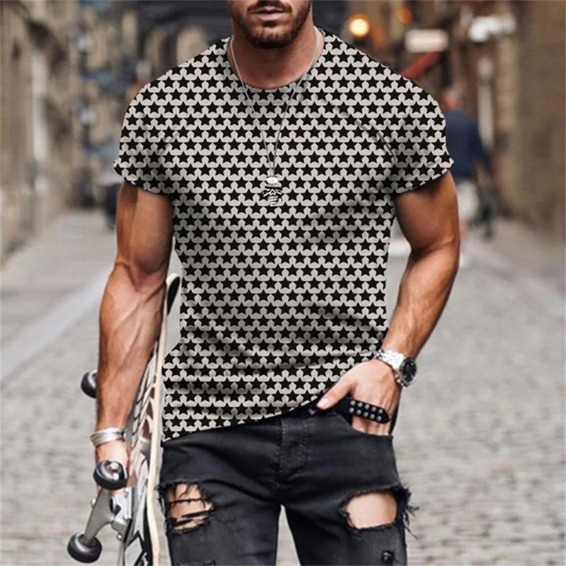 

Summer Oversize Vintage T Shirt Men Digital Print Pentagram Crew Neck New Men's T-Shirts Short Sleeve Male Streetwear Casual Top