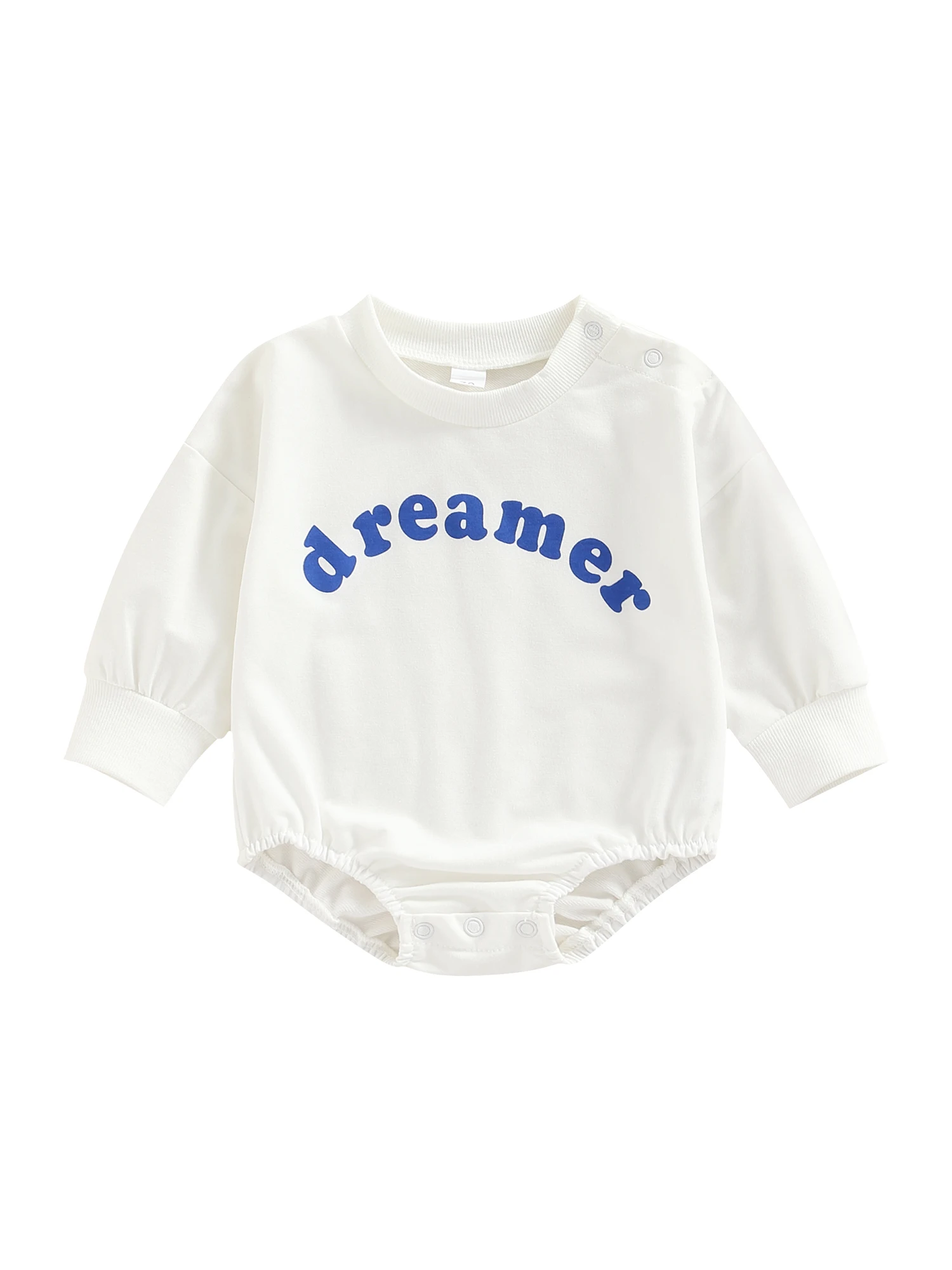 

Aojekbee Newborn Infant Long Sleeve Romper Autumn Baby Girls Boys Dreamer Letter Printing Round Collar Jumpsuit with Shoulder