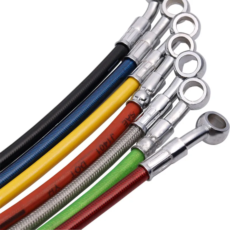 Motorcycle Dirt Bike Braided Brake Hose Line Steel cable Hydraulic Banjo pipe 350mm-2200mm for motorcycle Universal Racing |