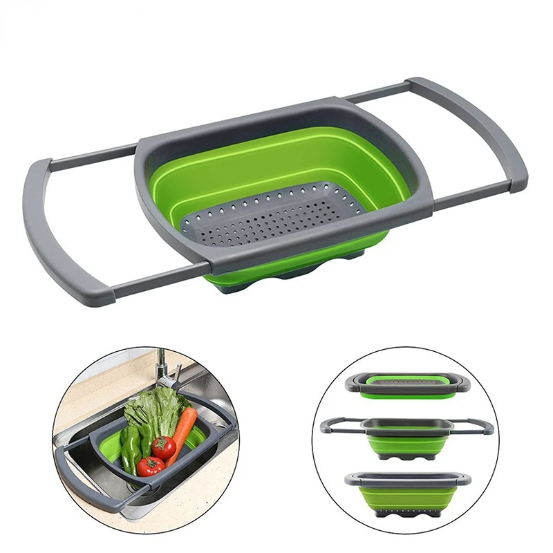 

Colander Strainer Sink Strainer Basket Drain Folding Extendable Handles Folding Strainer Kitchen Accessories