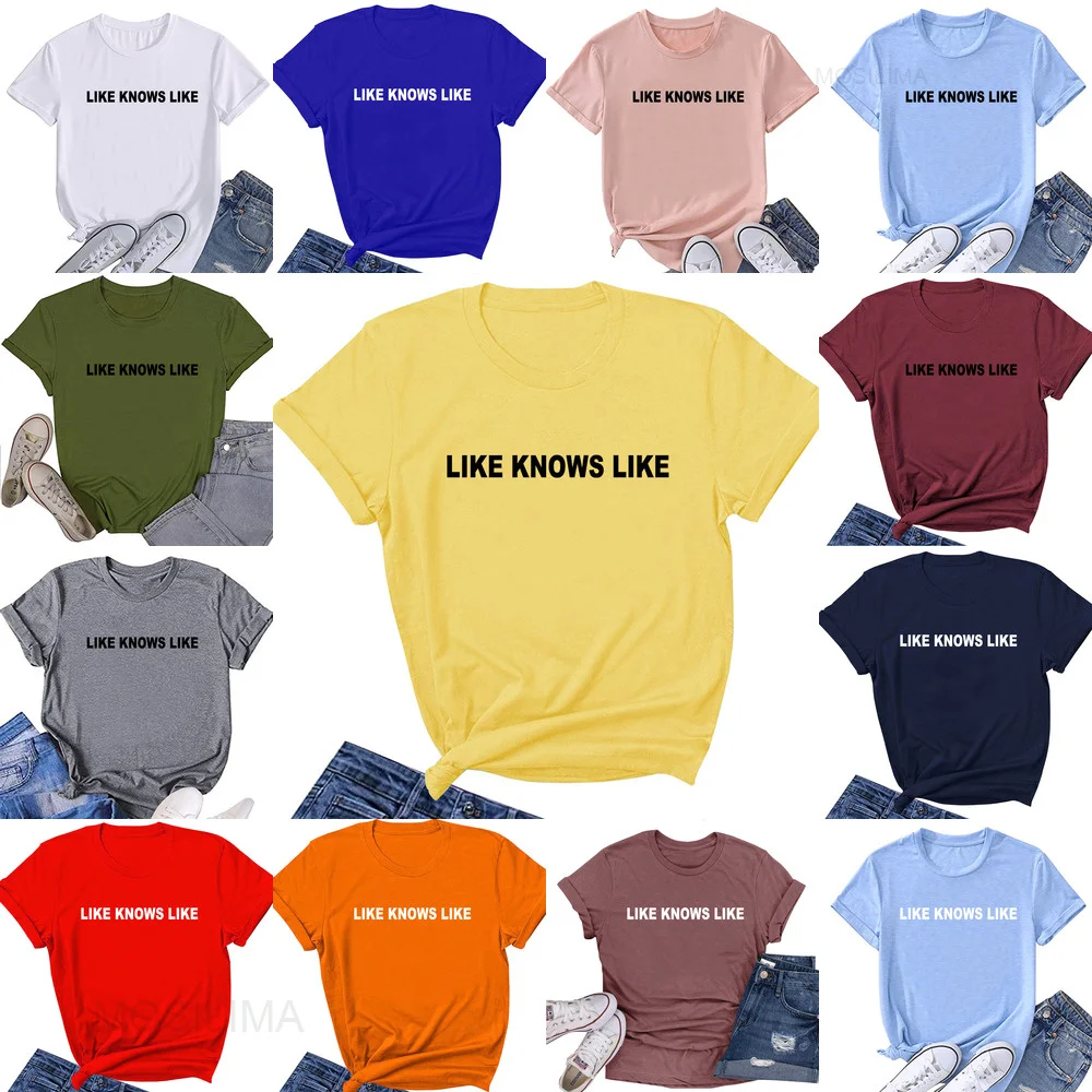 

LIKE KNOWS LIKE Graphic T Shirt Women Vintage Tees Top Funny Summer Short Sleeve Shirts ZK090