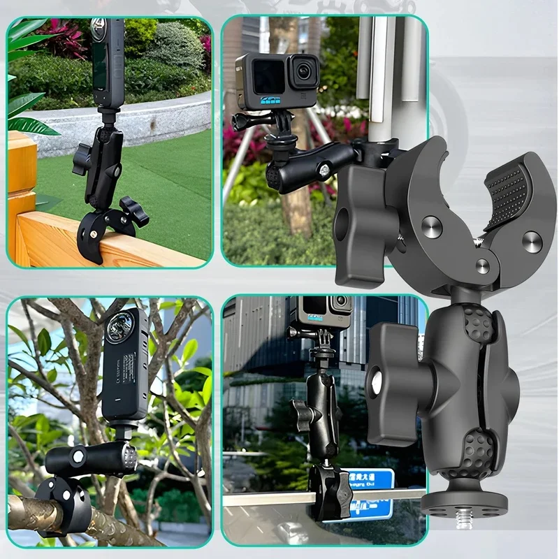 Фото Двойной зажимной комплект для Insta360 One X2 X3, мотоцикла, велосипеда, двойной кронштейн для GoPro 11 10 9, аксессуары для экшн-камер. №5