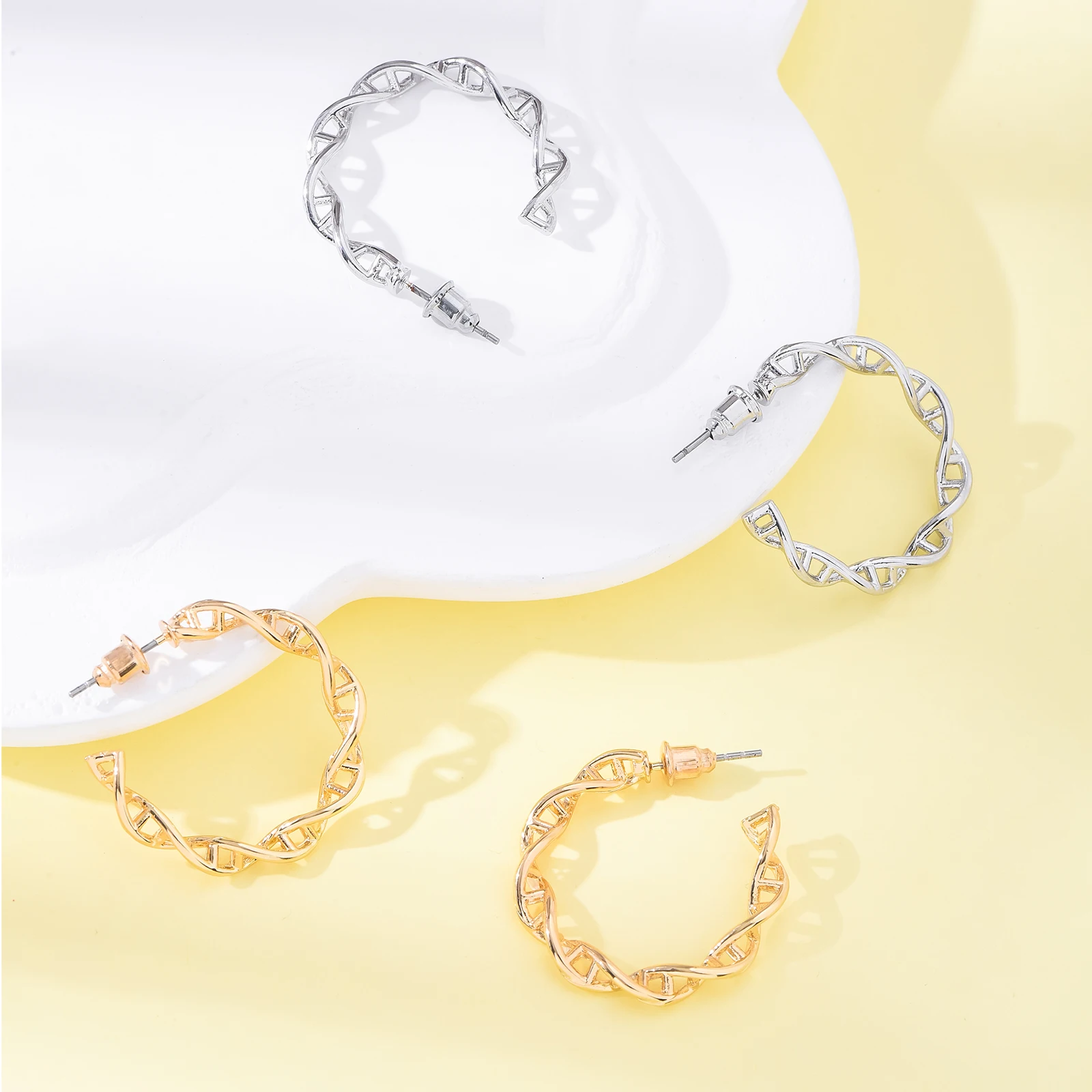 Medical Biology DNA Hoop Earrings Creative Women Girls Round Earring Trendy Jewelry Accessories Gifts