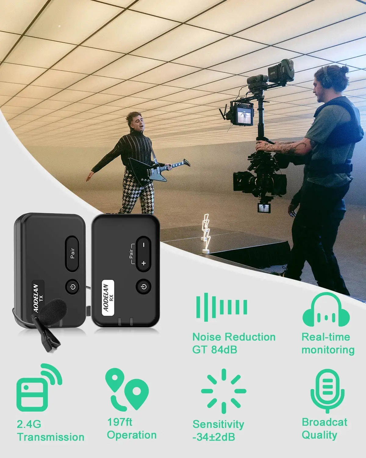 Беспроводной микрофон AODELAN WM1 60 м 2 4 ГГц