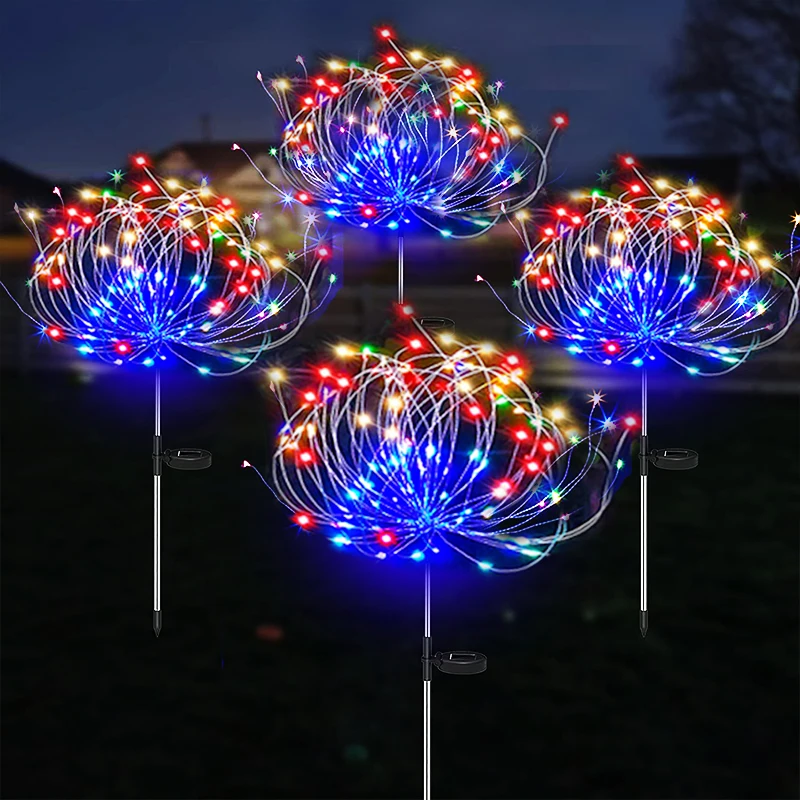 LED Solar Firework Fairy Lights Garden Decoration Waterproof  Outdoor Lawn Pathway Lights For Patio Yard Party Christmas Wedding
