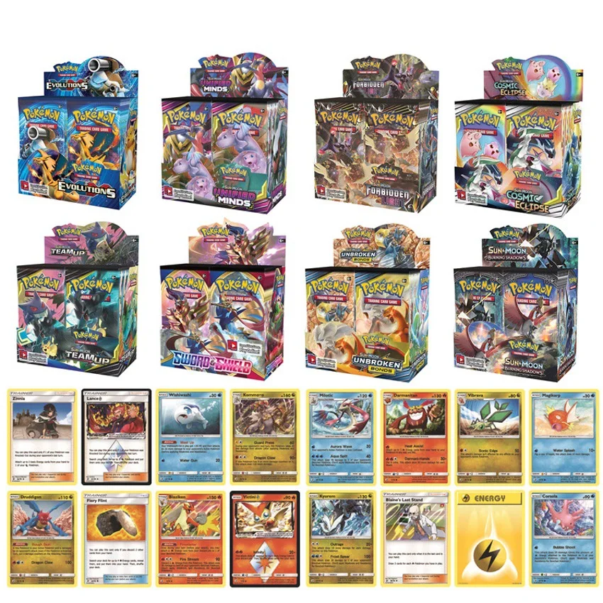 324Pcs/Box Pokemon Cards English Darkness Ablaze Vivid Voltage Vmax GX Series Booster Box Collection Trading Card Game Toys