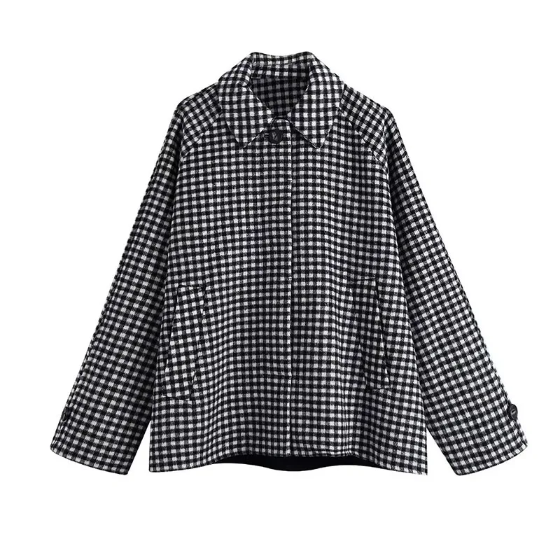 

Women 2022 Autumn Fashion Plaid Coat Vintage Long Sleeves Button Up Casual Side Pocket Chic Outerwear Stylish Tops 221209
