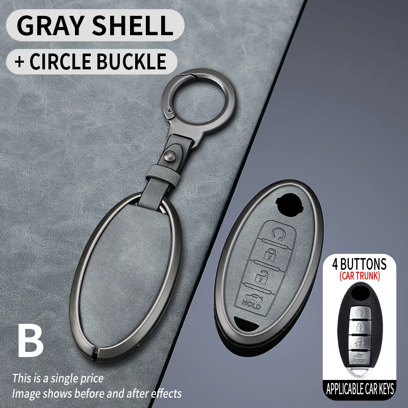 

Кожаный чехол для автомобильного ключа из цинкового сплава с кнопками 2, 3, 4, 5, для Nissan Qashqai, Juke J10, J11, X-Trail T32, T31 Kicks, Tiida Pathfinder Note