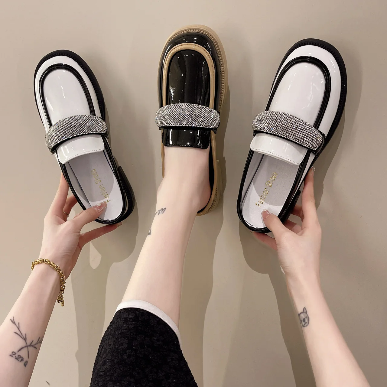 

Shoes Low Rubber Rome Hoof Heels Fabric PU Basic Shoes Low Basic Hoof Heels Rome Rubber Fabric