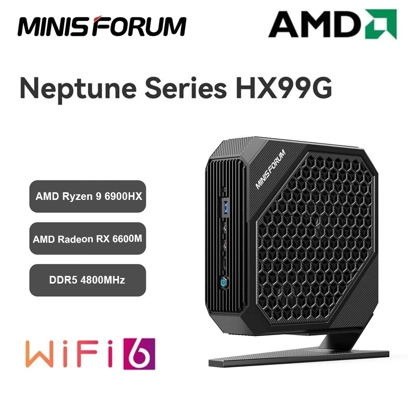 

MinisForum HX99G Gaming Mini Computer AMD Ryzen 9 6900HX AMD Radeon RX 6600M 8G Windows 11 2xDDR5 PCIE4.0 SSD 2xUSB4 Desktop PC