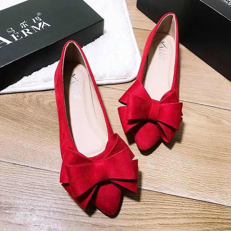 

Pointed Flat Shoes Women's Shoes 2022 Spring and Autumn New Soft Suede Pumps Joker Plus Size Women's Shoes 4143