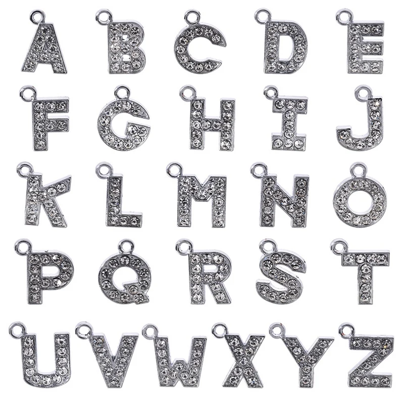 

DIY Diamond-Encrusted 26 English Letters Pendant Bracelet Necklace Alloy Pendant Jewelry Accessories