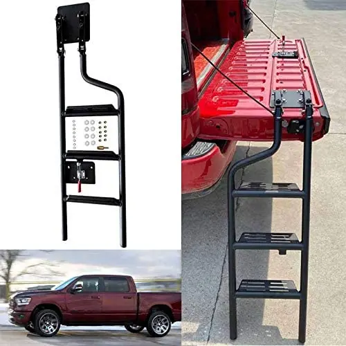 

1Pcs Pickup Truck Tailgate Foot Step Bed Ladder Fit for Tacoma N300 2016-2022 Aluminum Black