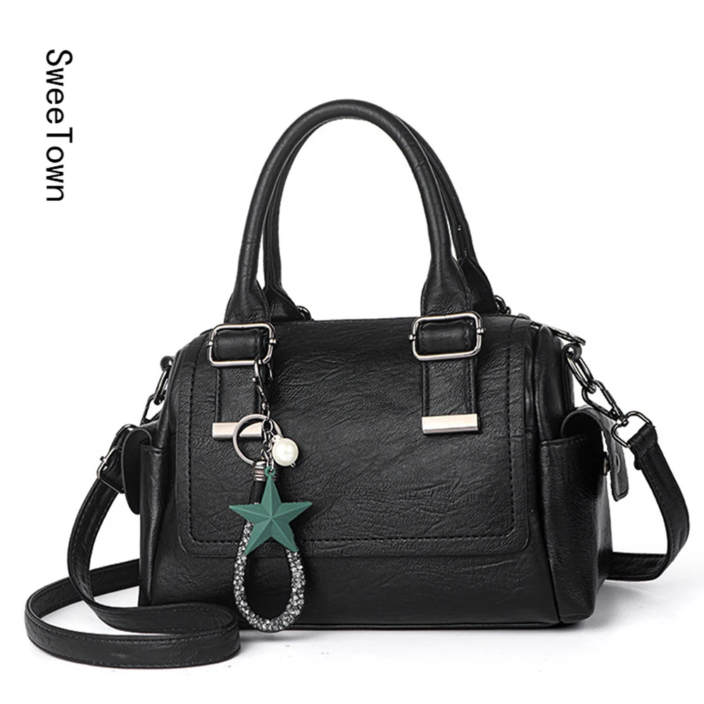 

Модная женская сумка-тоут Sweetown, сумка-мессенджер высокого качества из мягкой искусственной кожи, женская сумка через плечо, роскошная дизай...