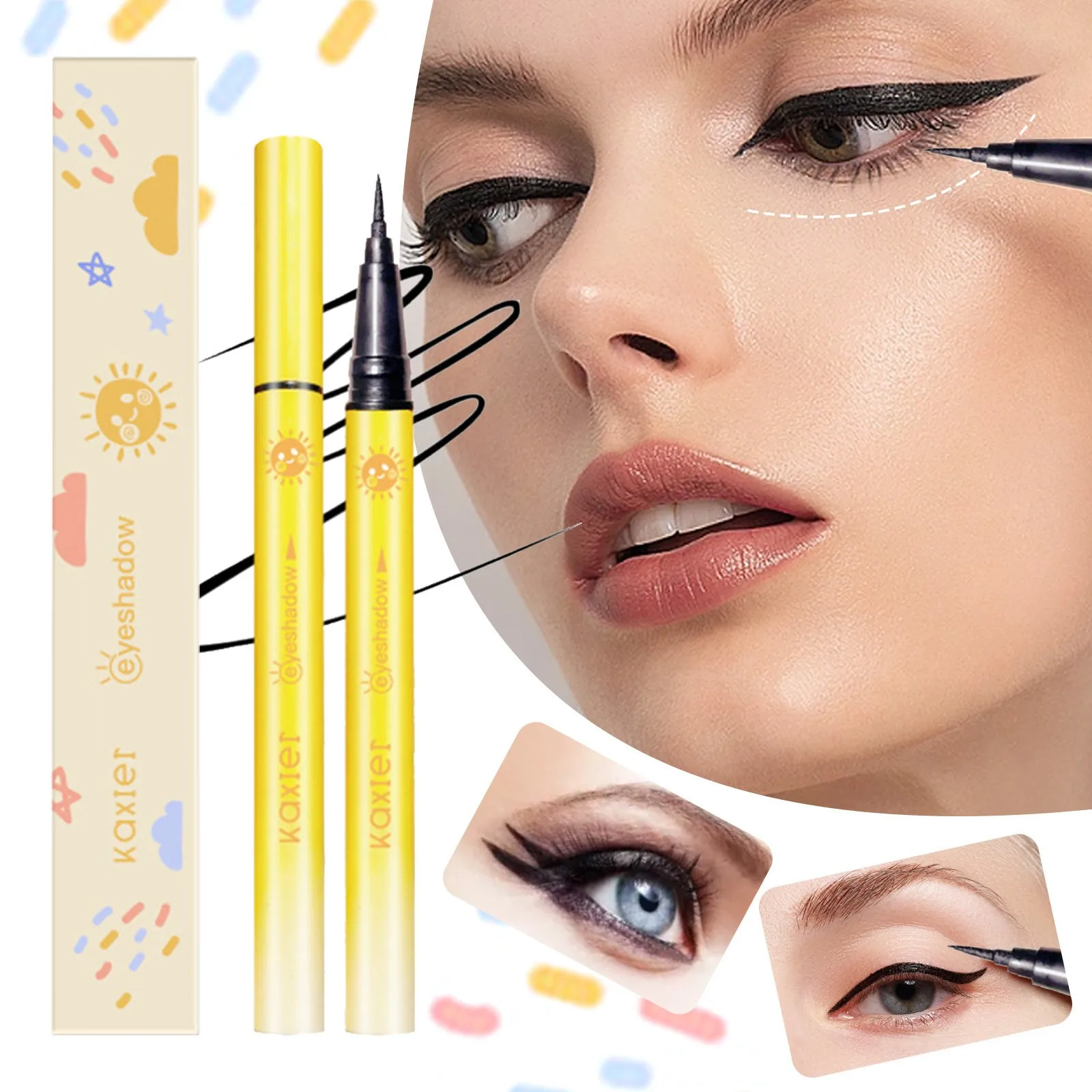 

Матовая жидкая подводка для глаз, набор подводки для глаз, устойчивая к пятнам, гладкая, стойкая жидкая, красочная косметика для взрослых же...