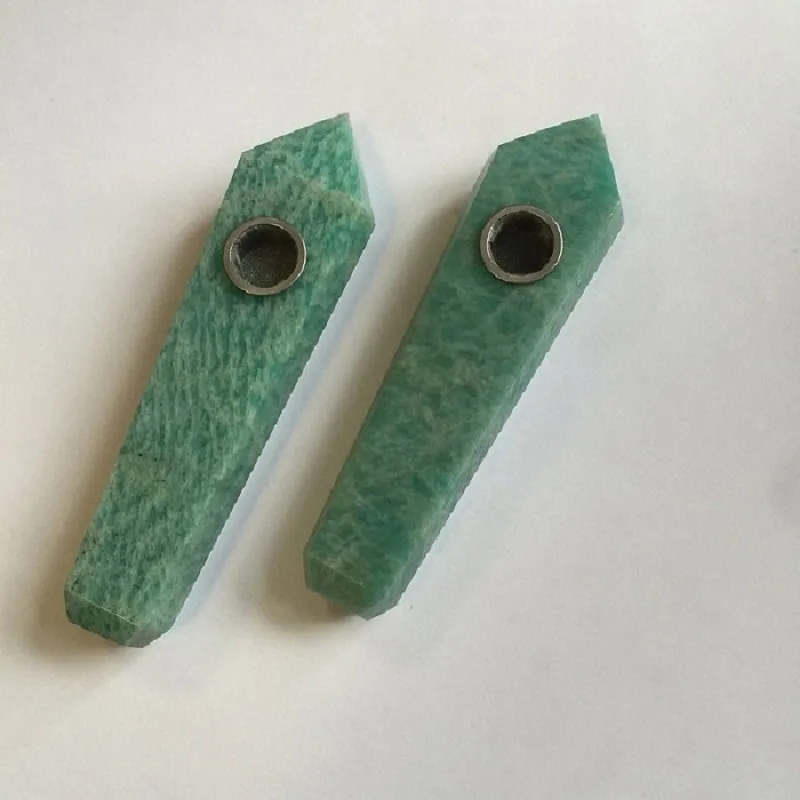 

1pc Natural Amazonite Pipe Point Wand Healing Crystal Gem Stone with Gift Box