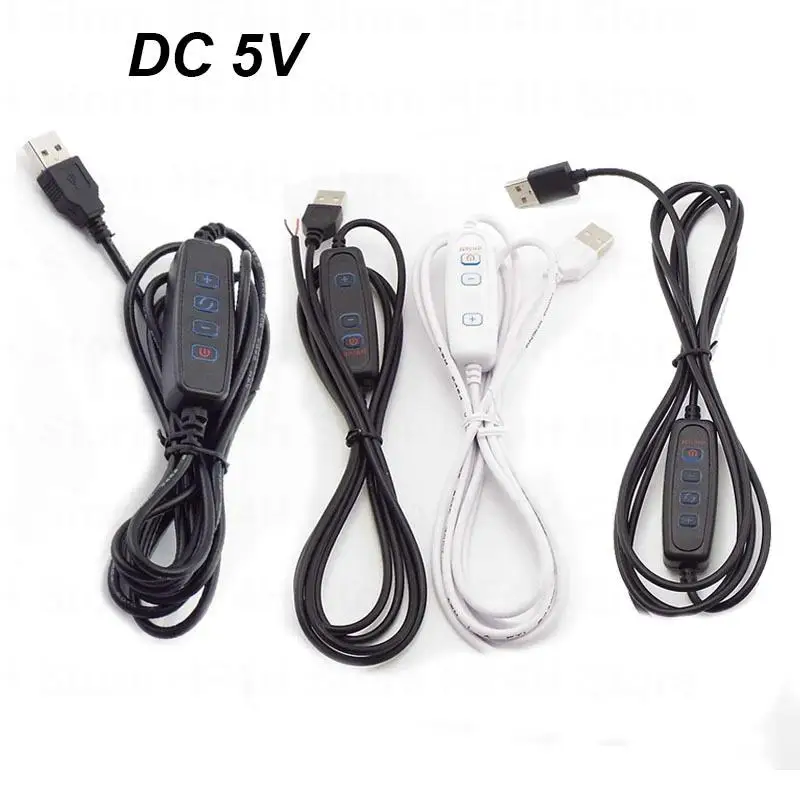

USB Port Power Supply Cable DC 5V LED Dimmer Dimming 2pin 3pin Wire Extension Cord Line Color Control for LED Light Chips B4