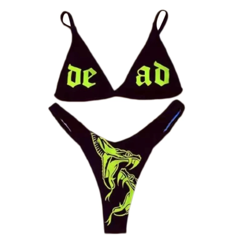 Женский раздельный купальник с заниженной талией и лямкой на шее |