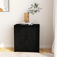 solid pine wood black side cabinet 60x36x65 cm