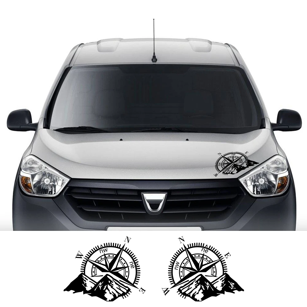 

Наклейки на капот автомобиля для Renault Dacia Dokker RV Van, «сделай сам», графика, горный компас, стильные виниловые наклейки, аксессуары, крышка