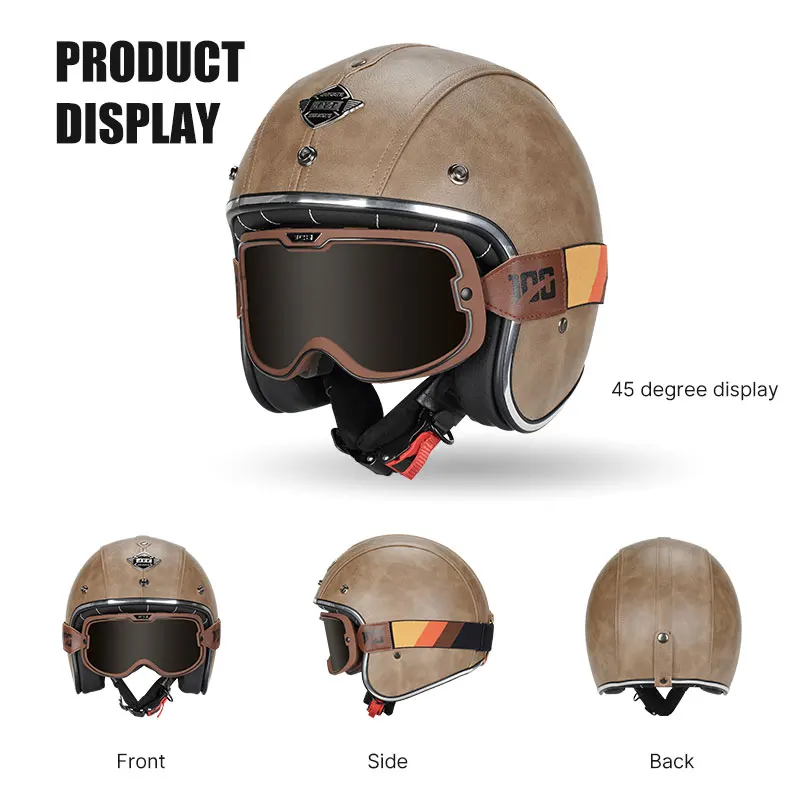 Шлем струйный в немецком стиле для мужчин и женщин шлемы с открытым лицом ретро 3/4