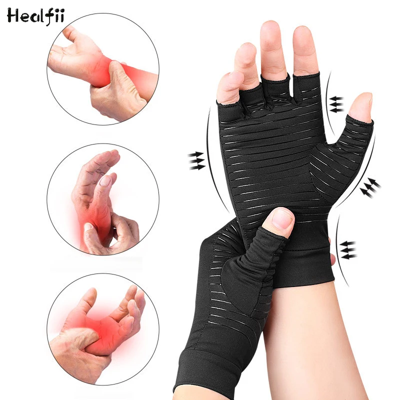 Sports Gloves Copper Fiber Pressure Non-slip Half-finger Joint Training Gloves Net Smell Non-slip Half-finger Gloves Wrist