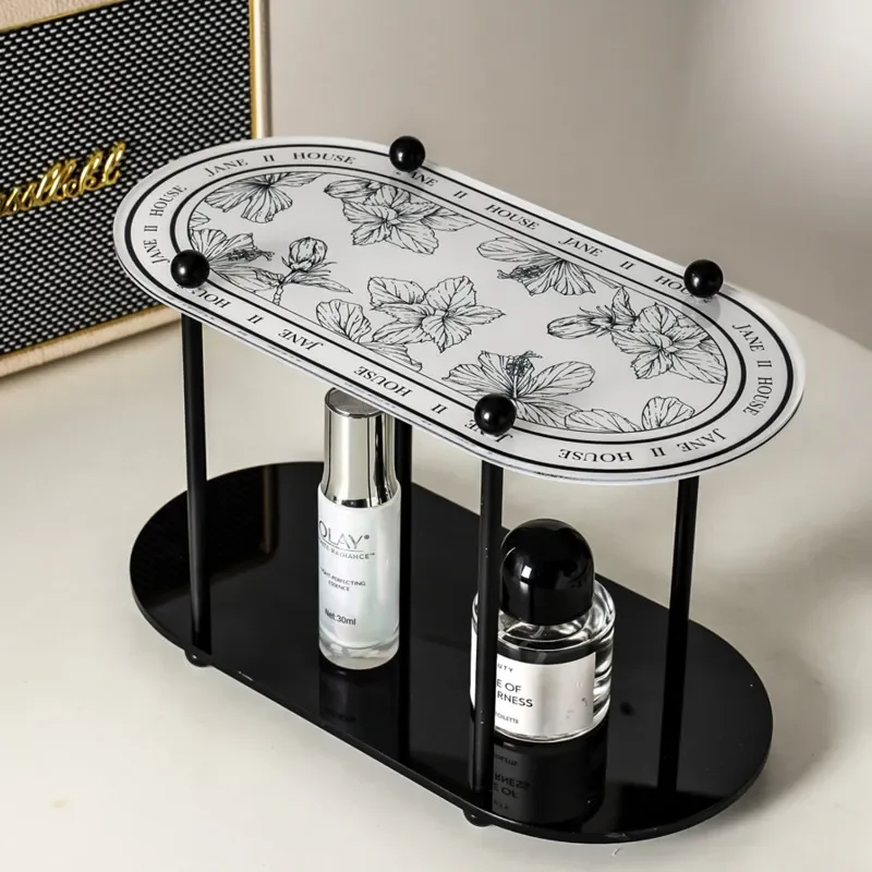 

Acrylic Double Layer Cup Holder High Appearance Level Desktop Storage Rack Perfume Cosmetics Display Shelf