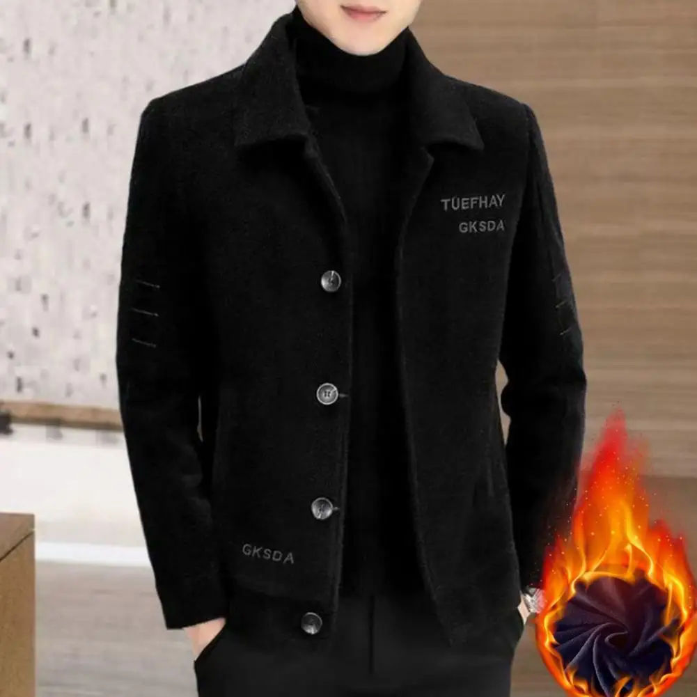 Мужская шерстяная куртка с лацканами кардиган плюшевой подкладкой верхняя