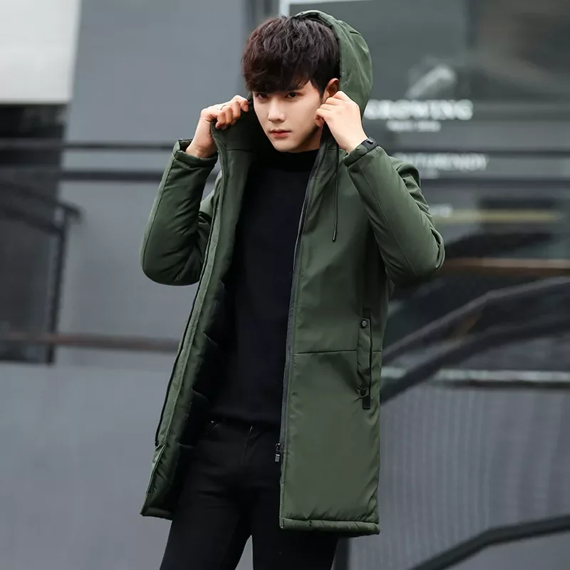 Thick Cotton Long Overcoat for Male Hat  Cotton Outer Wear Clothing Garment 2022 Brand Winter Men's Jackets
