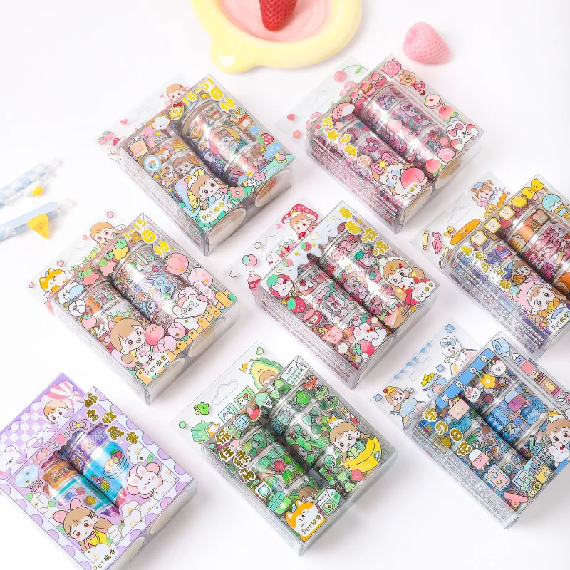 

8 Packs Total 64 Rolls Cute Sweet Girls Japanese Fashion Cartoon PVC Masking Tapes Set 30mm/15mm*3M DIY Scrapbooking Deco Gift