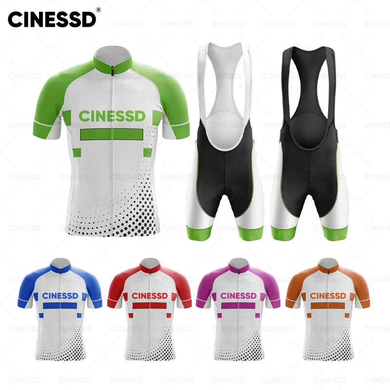 

2023 Men Summer Short Sleeve Cycling Jersey Set CINESSD Team MTB Maillot Ropa Ciclismo Bicycle Wear Breathable Cycling Clothing