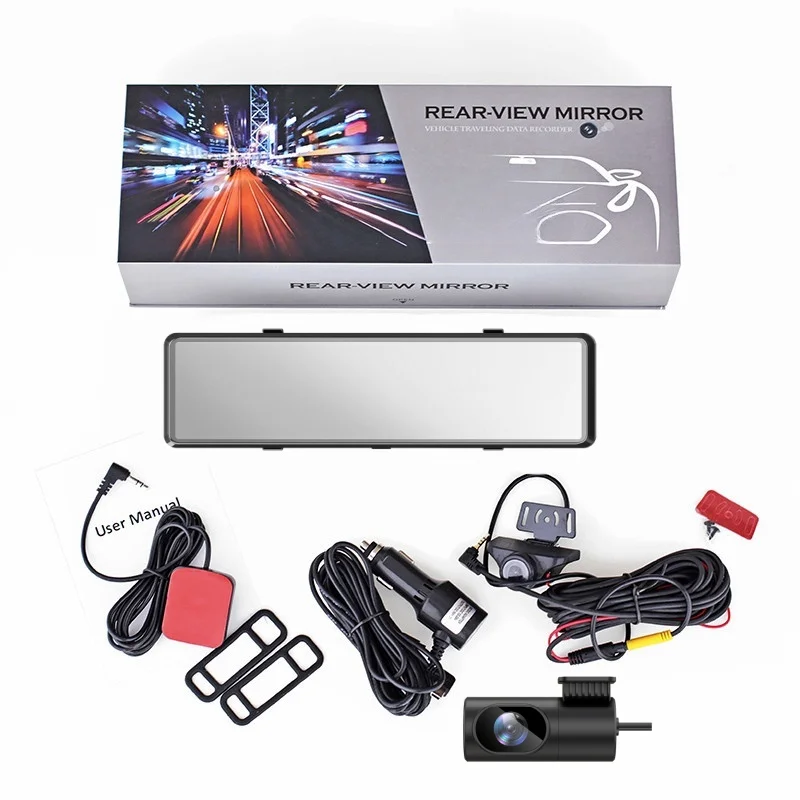 

4K 3840*2160P 12-дюймовый двойной объектив видеорегистратор WIFI GPS приложение зеркало заднего вида камера сенсорный экран потоковый видеорегистратор автомобильный видеорегистратор