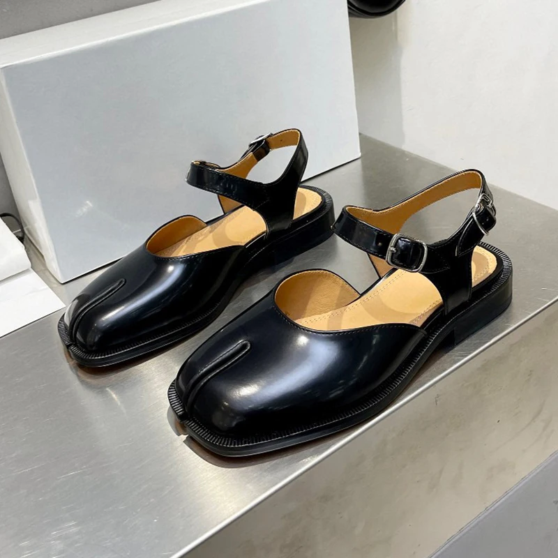 

Сандалии женские из натуральной кожи, простые и индивидуализированные дизайнерские босоножки с разрезом на спине, универсальная обувь, вес...