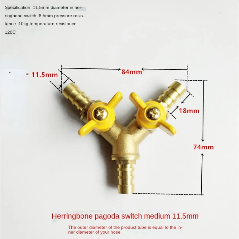 1pcs 8mm 10mm  Hose Barb Y Type Three 3 Way Brass Shut Off Ball Valve Pipe Fitting Connector Adapter For Fuel Gas Water Oil Air