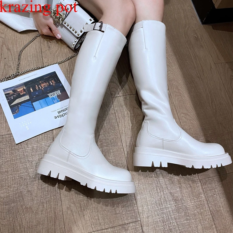 

Красивые сапоги Krazing Pot для верховой езды большого размера 43 из шерсти с мехом сохраняющие тепло зимние брендовые элегантные женские Современные высокие сапоги до бедра