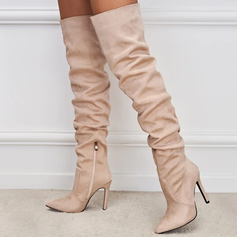 

Dilalula 2022 New Arrive Ladies Stretch Fabric Spring Over The Knee Boots Super Thin High Heels Boots Zipper Women Shoes