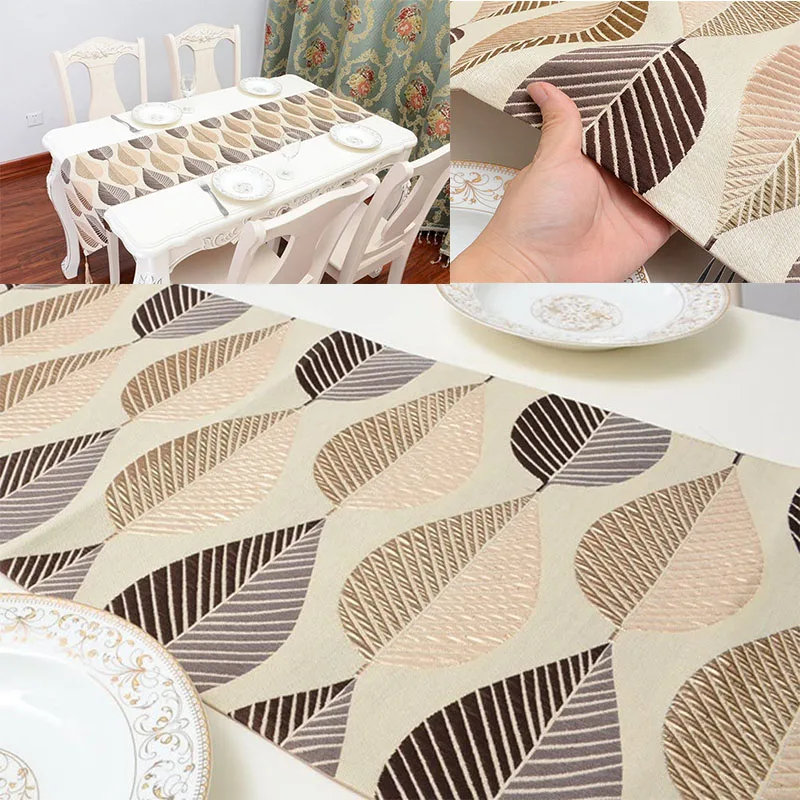 

Table Runners Cotton Linen Leaf Jacquard Pattern Modern Kitchen Christmas Dining Table Wedding Decoration Household Tablecloth