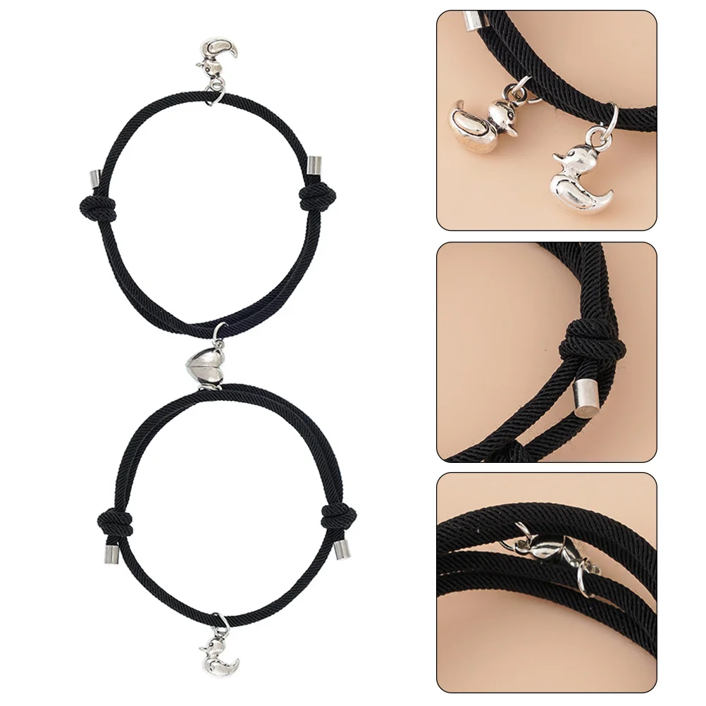 

1 Pair Couple Bracelets Alloy Wrist Jewelries Duck Design Lover Bracelets